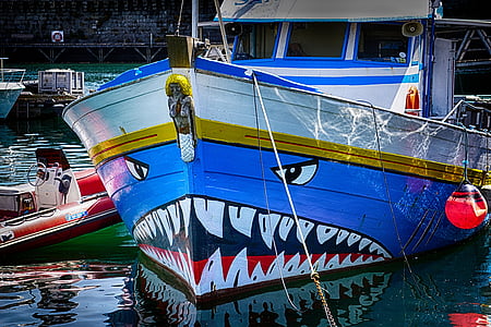 tekne, köpek balığı, küme tasarımcı, mavi, bağlantı noktası, Denizcilik, Deniz