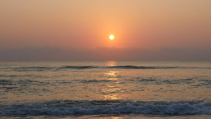 Dim, lever du soleil, océan, plage, mer, coucher de soleil, nature