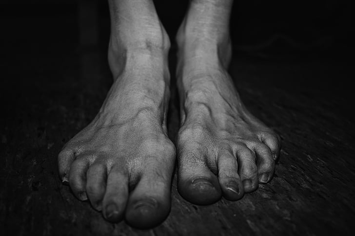 kājām, pēda, kails, sieviete, sievietes
