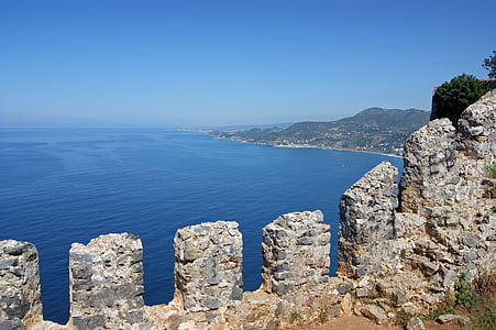 Alanya, hrad, more, Dovolenka, Turecká Riviéra, Zobrazenie, Ocean