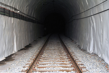 túnel, tren, vías de, vias, transporte, ferrocarril de, ferrocarriles