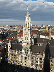 Munich, Église, tour, Bavière, steeple, bâtiment, Allemagne