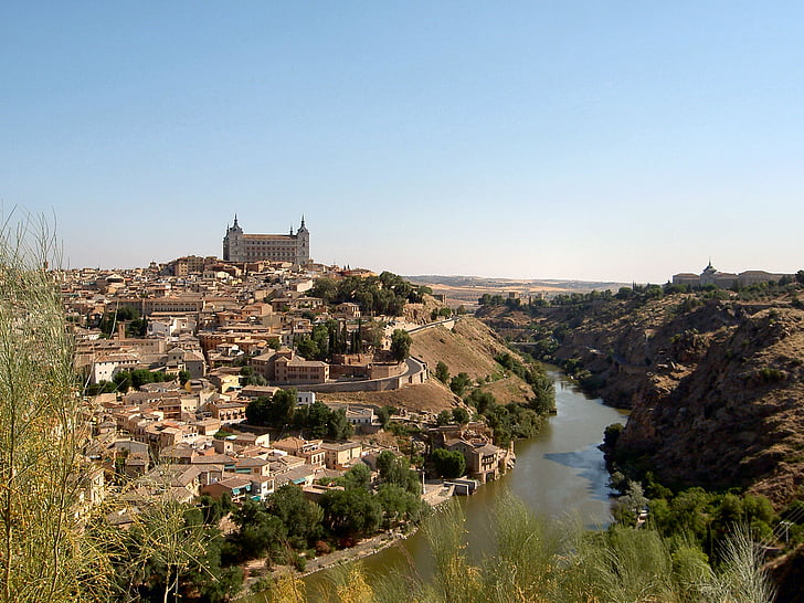 landskap, Europa, Spanien, natur landskap, floden, naturen, Toledo