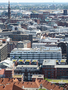 Hamburg, Outlook, pemandangan, bangunan, kota Hanseatic, Kota, Michel