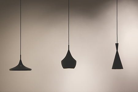 three, silhouette, hanging, lamps, lights, lamp shades, design