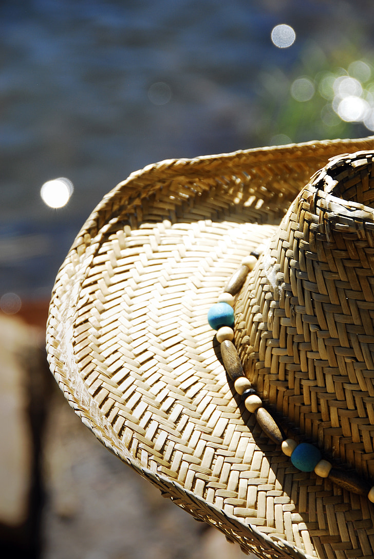 fishing, summer, straw hat, sunny, fish, catch, leisure
