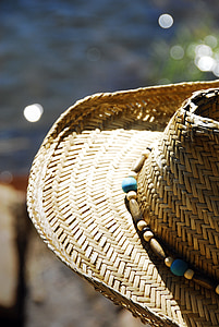 Rybaření, léto, Slaměný klobouk, slunečno, ryby, catch, volný čas