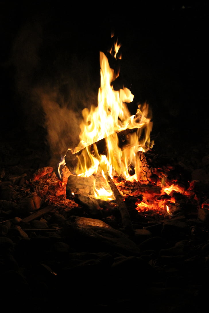 api, api, api unggun, pembakaran, api, obor, panas
