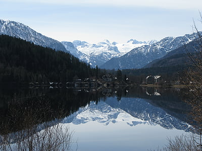 berg, Lake, spiegelen, Oostenrijk, sneeuw, natuur, landschap