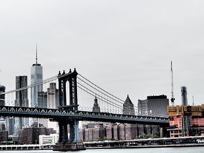 Нью-Йорк, Бруклинский мост, Нью-Йорк, Бруклин, Манхэттен, до башни дом, Ориентир