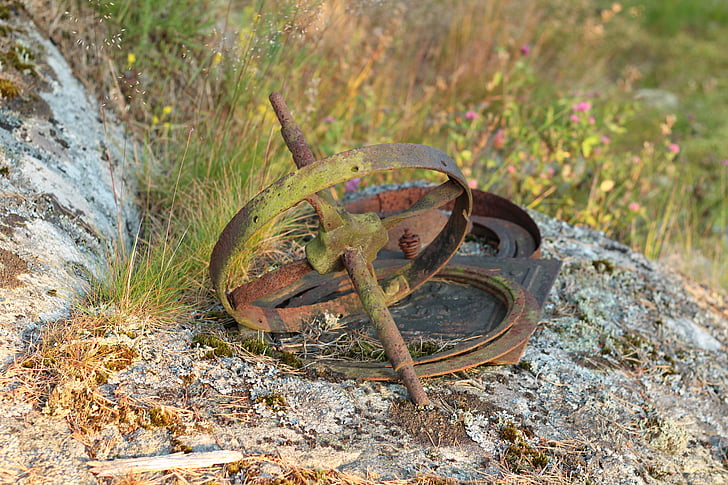 oxidado, residuos, hierro de desecho, Ganga, rueda, antiguo