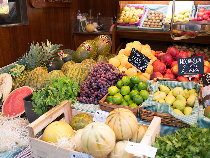 voće, tržište, dinja, grožđe, Barcelona, kruška, vapno