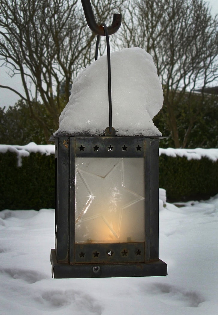 winter, snow, lantern, wintry, snowy, winter cold, light