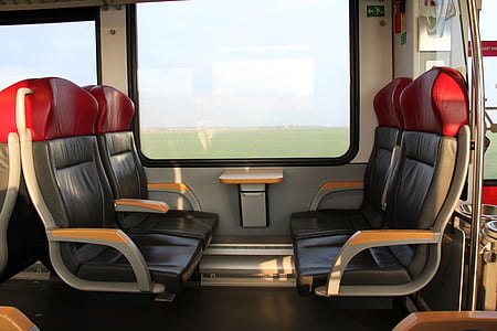 Poussée d’arriva, train, intérieur, places assises, Pays-Bas, transport, chemin de fer