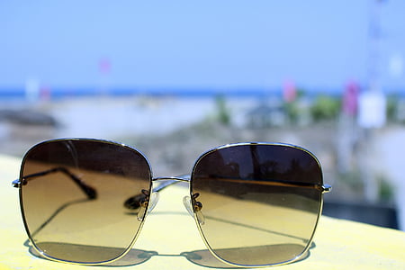 眼镜, 夏季, 海滩, 暑假, 生活方式