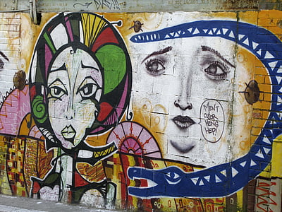 grafitis, pintura, etiqueta, arte de la calle, bomba, mural, artística