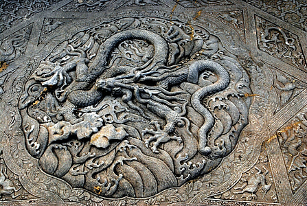 cinzeladura, pedra, rocha, cinzeladura de pedra, Dragão, China, Imperial