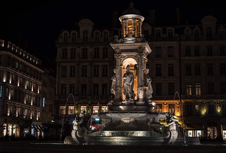 Lyon, lumières, placer, monuments