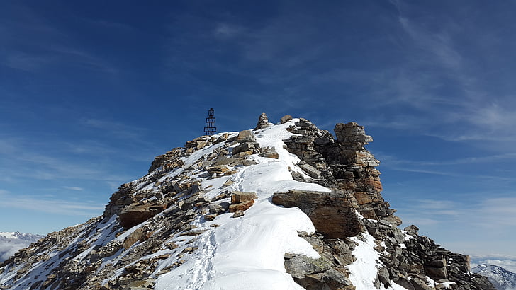 magas angelus, csúcstalálkozó, Summit cross, Ridge, Dél-Tirol, alpesi, gebrige