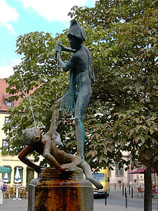 fuente, escultura, bronce, muchachos de comodo, mercado unos, Erfurt, estatua de
