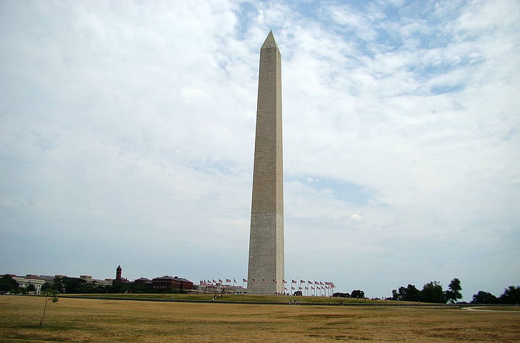 spomenik, Washington, zgrada, nebo, drvo, simbol, oblaci
