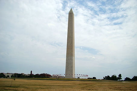 emlékmű, Washington, épület, Sky, fa, szimbólum, felhők
