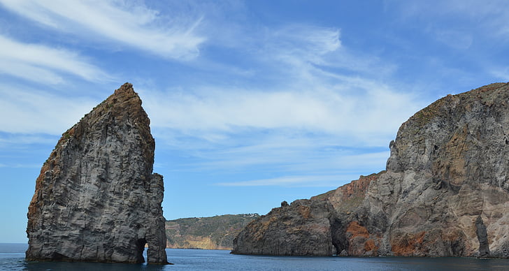 roca, mar, Costa, agua, Islas, Vulcano, Sicilia
