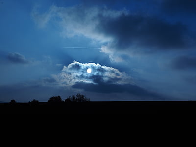 Хмара, Захід сонця, НД, синій, синій годину, поле, горизонт
