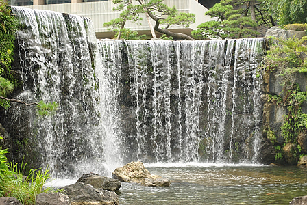 waterfall, nature, garden
