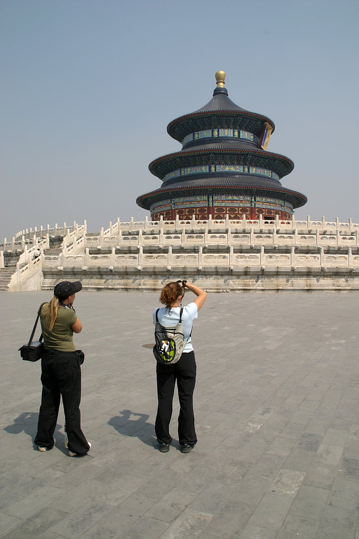 turistas, selo da paz, Pequim, China, locais de interesse, pessoas, lugar famoso