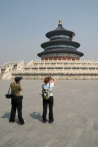 Wisatawan, Cap perdamaian, Beijing, Cina, tempat-tempat menarik, orang-orang, tempat terkenal