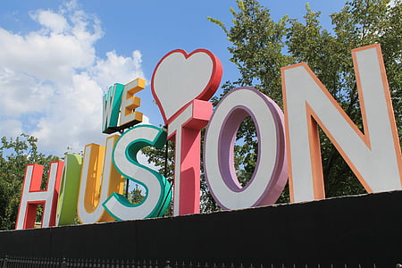 Houston, Nós amamos houston, arte, celebração, nos, sinal, América