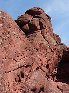 红砂岩, 岩石, 山, 红色石器, 一起, montsant
