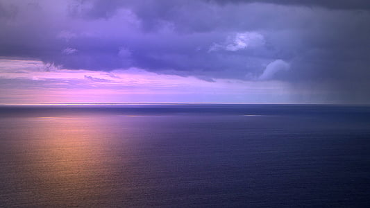 일몰, 마데이라, 스카이, 바다, 골든 선셋, 빛, 물 위에 수평선