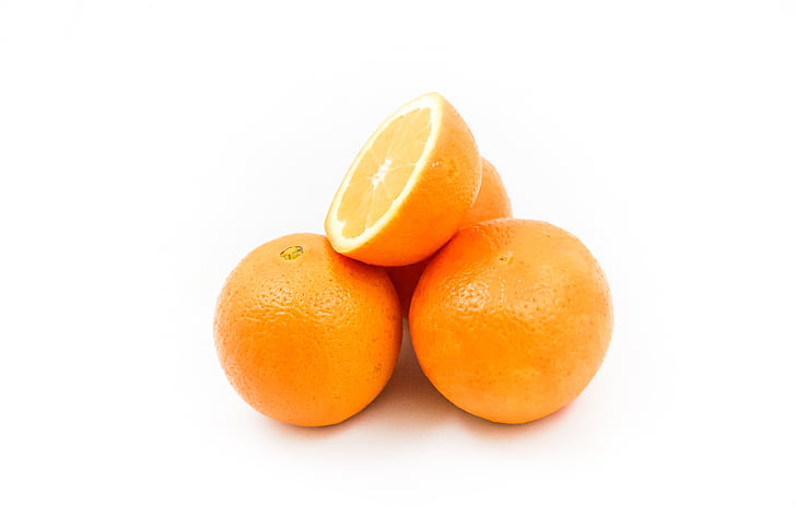 oranges, fruits, vitamines, la moitié, orange, frais, la richesse de