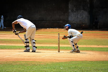 Cricket, Praxis, Feld, Sport, Cricket-Spieler, Verteidigung, wicketkeeper