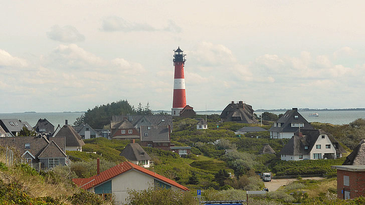 világítótorony, sziget végén, Sylt, Északi-tenger