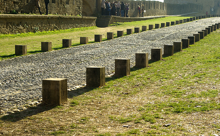 프랑스, 카 르 카 손, 포장된 거리, 중세 도시, 성벽, 묘지, 삭제 표시