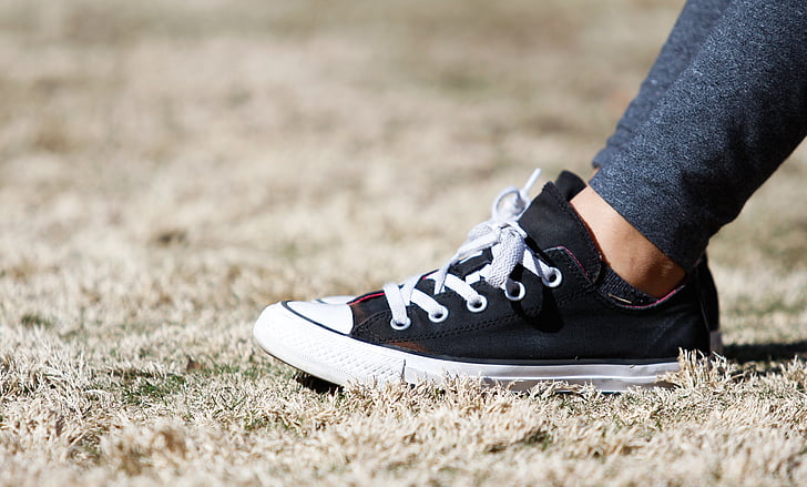 converse, shoes, grass, outdoors, sneakers, young, footwear
