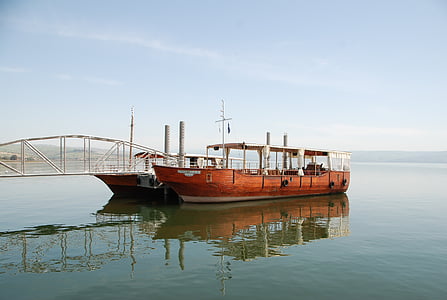 Galilea, båt, Israel, Lake