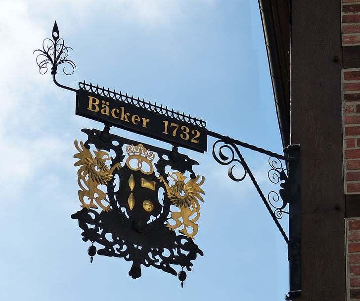 Hildesheim, Duitsland, Neder-Saksen, historisch, oude stad, schild, Baker, bak