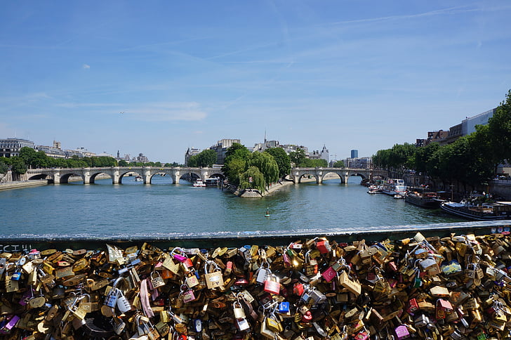 love locks, castle, france, paris, love, architecture, landmark