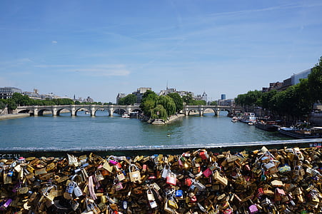 mīlestības slēdzenes, pils, Francija, Paris, mīlu, arhitektūra, orientieris