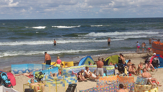 海滩, 海, 夏季, 沙子, 波罗地海, 假期, 景观