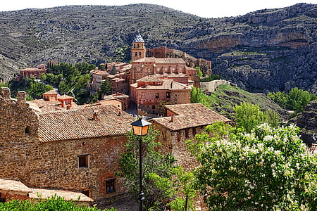 Albarracin, село, долината, сгради, планински, живописна, пейзаж