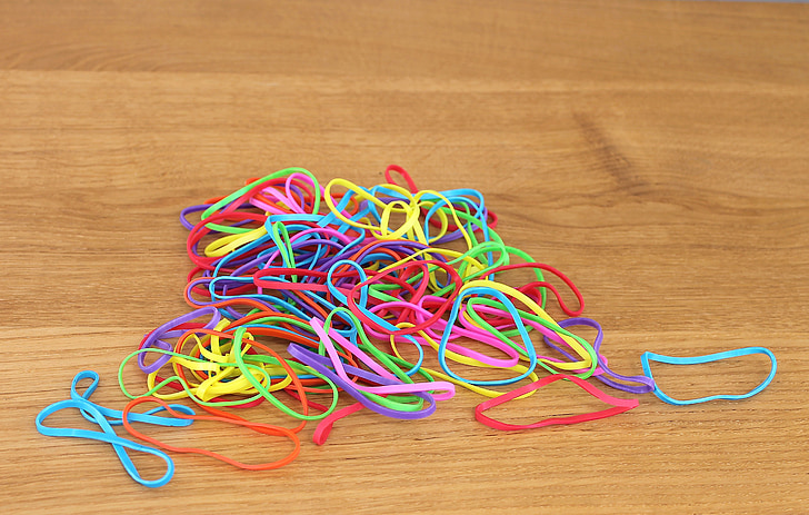 rubber band, rubber bands, colors, colored rubber bands, office supplies, multi Colored, equipment