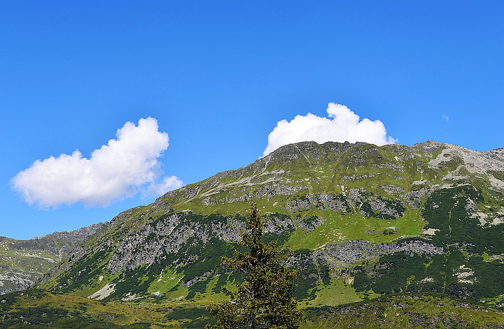 hegyi világ, Vorarlberg, felhők, nézet, táj