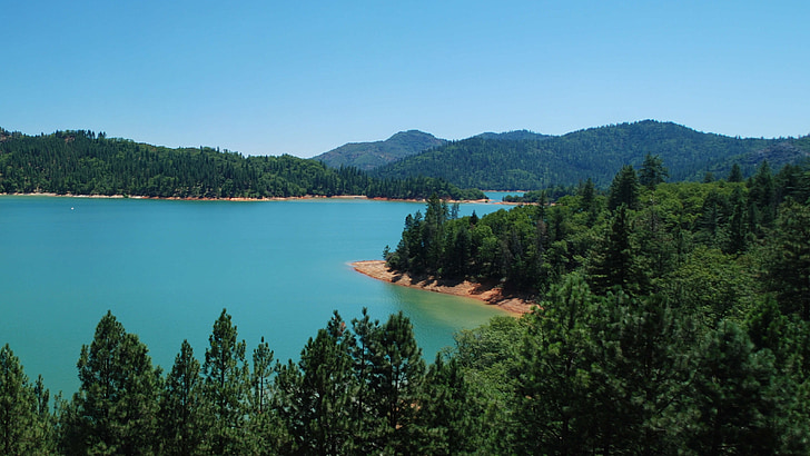 lake, shasta, california, water, nature