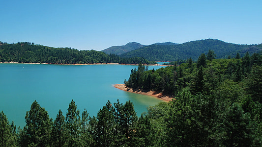 Lago, Shasta, Califórnia, água, natureza