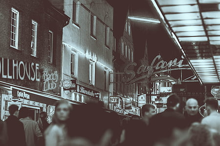 alley, night life, party, evening, human, road, crowd